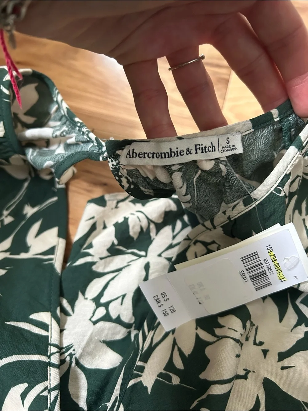 NWT Abercrombie & Fitch Maxi Dress S Long Sleeve Plunge Cutout Green Floral